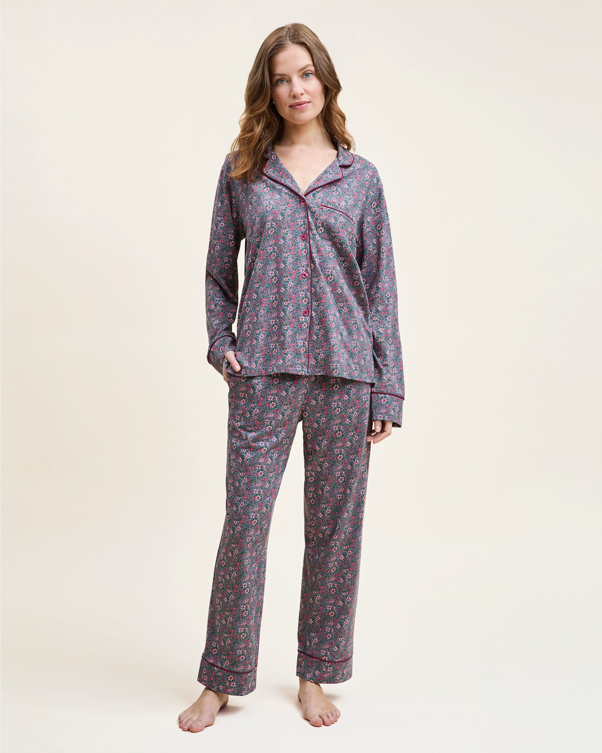 Women’s Pima Pajama Set in Fleurs de Saison