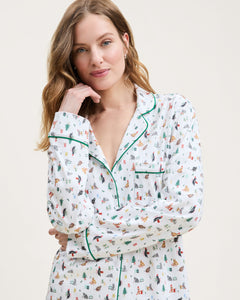 Women’s Pima Pajama Set in Merry Meow