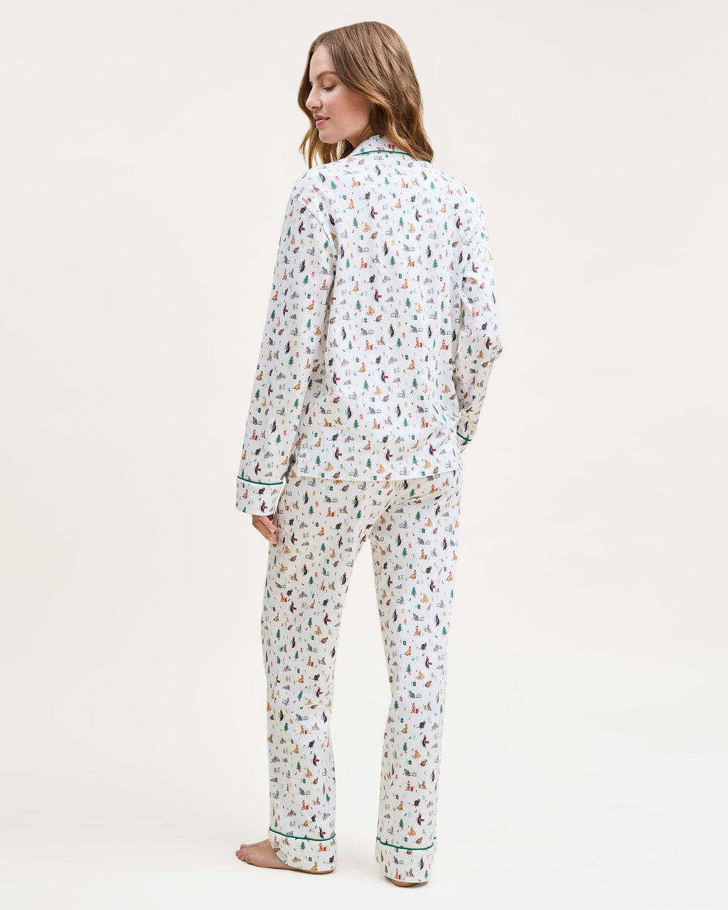 Women’s Pima Pajama Set in Merry Meow