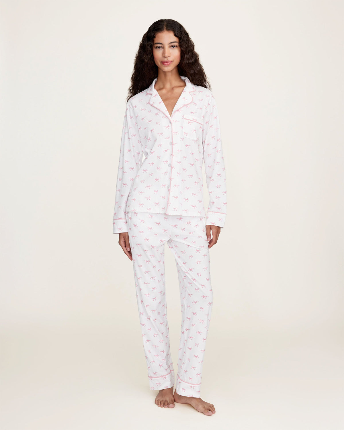 Women’s Pima Pajama Set in Blushing Bows