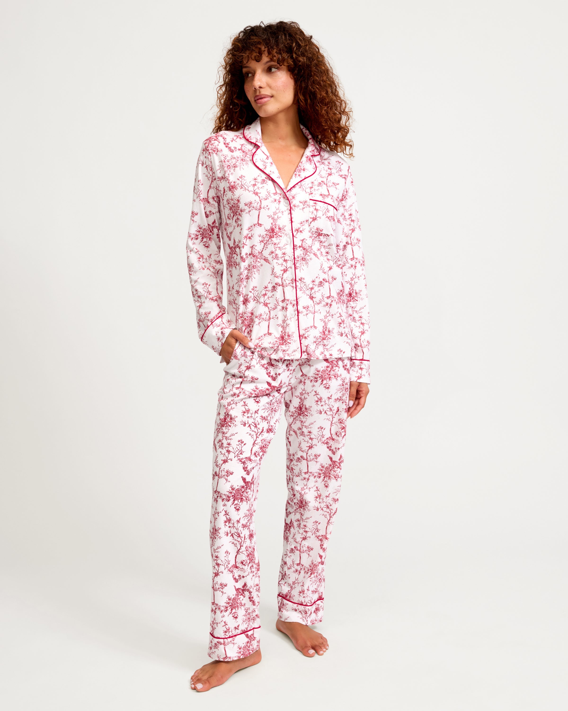 Women’s Pima Pajama Set in Red Timeless Toile