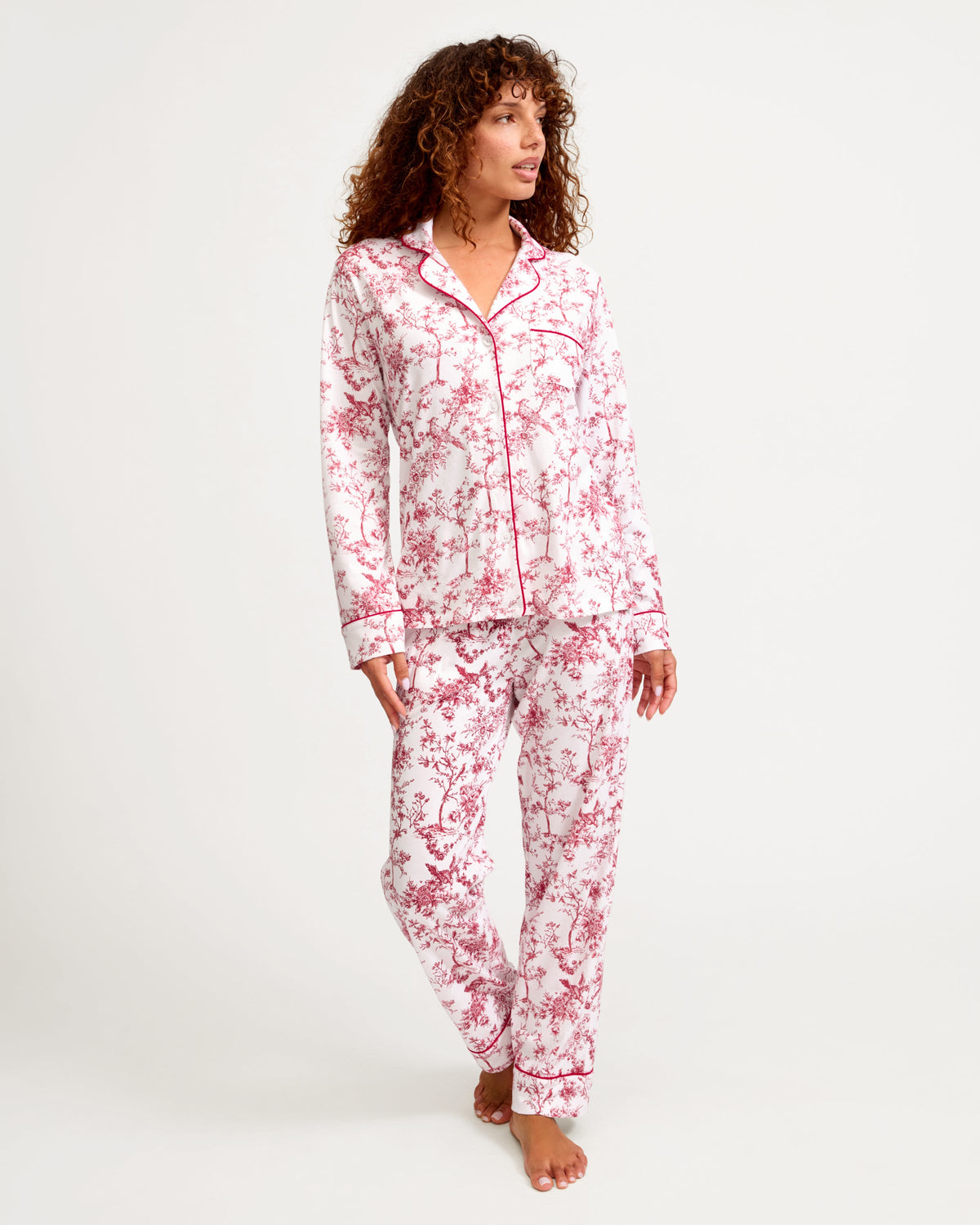 Women’s Pima Pajama Set in Red Timeless Toile