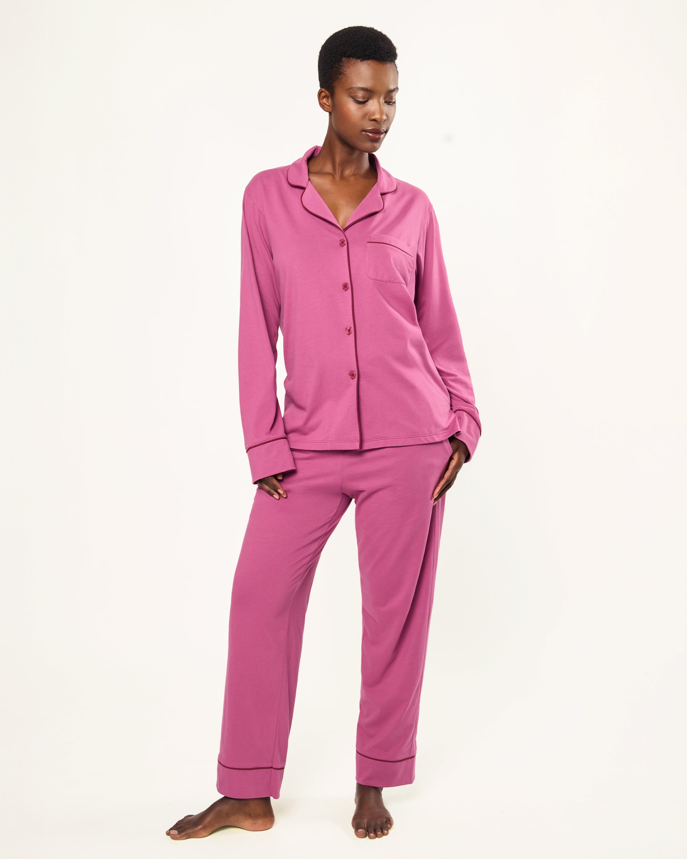 Women’s Pima Pajama Set in Rosewood