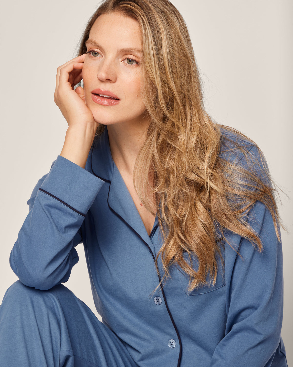 Women’s Pima Pajama Set in Mystique Blue