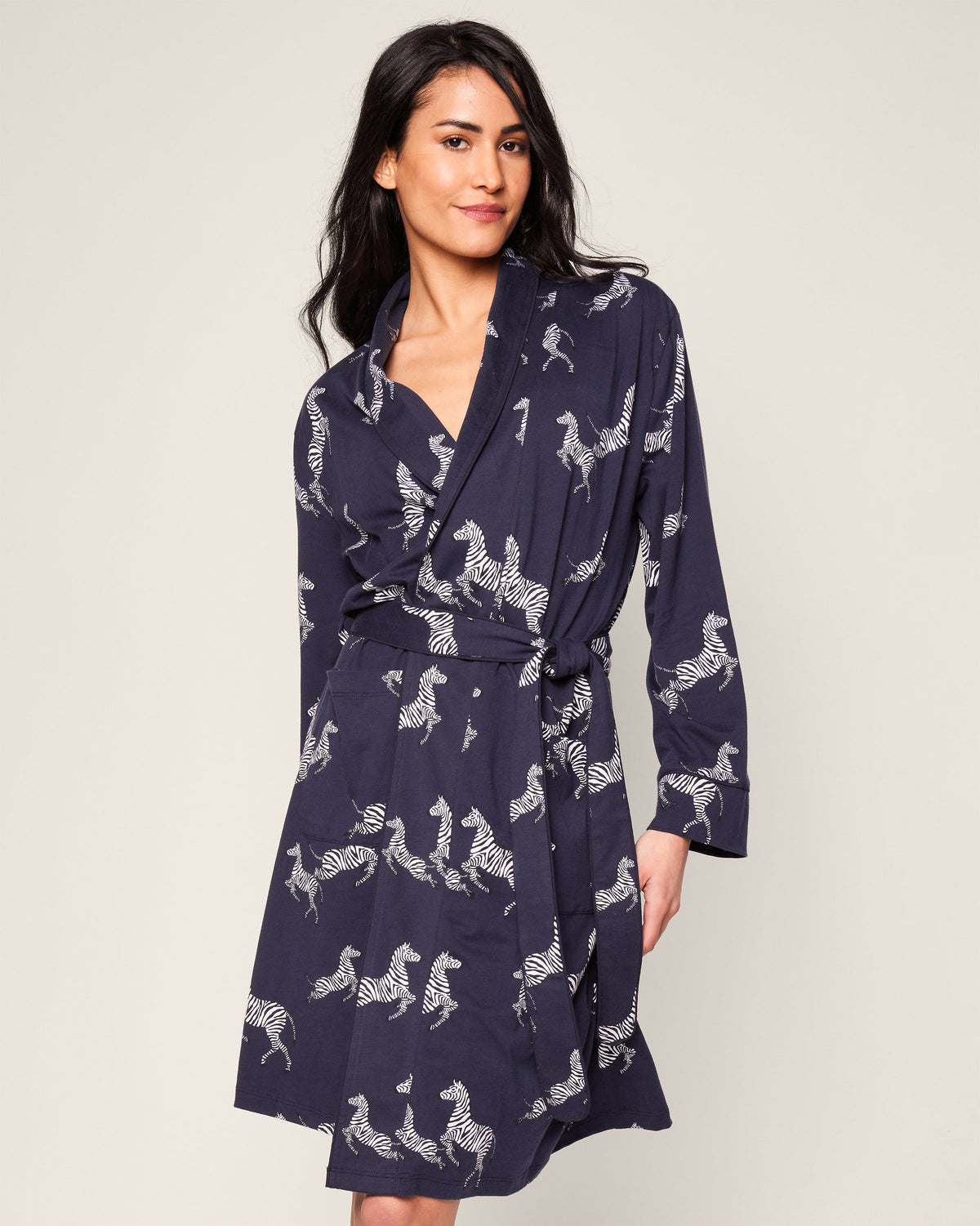 Women’s Pima Robe in Zèbre de Nuit