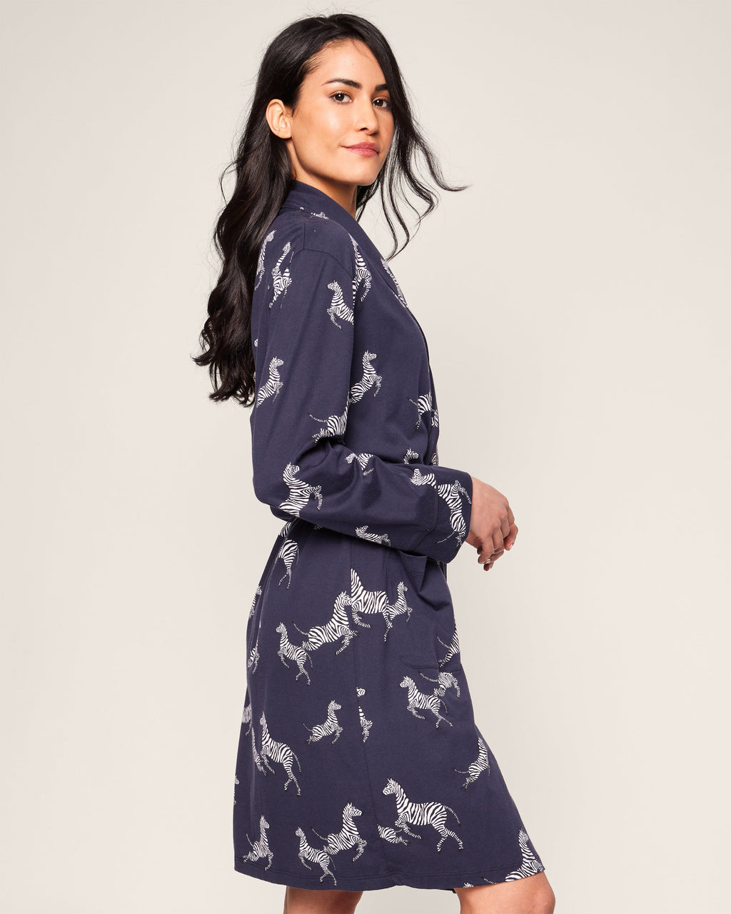 Women’s Pima Robe in Zèbre de Nuit