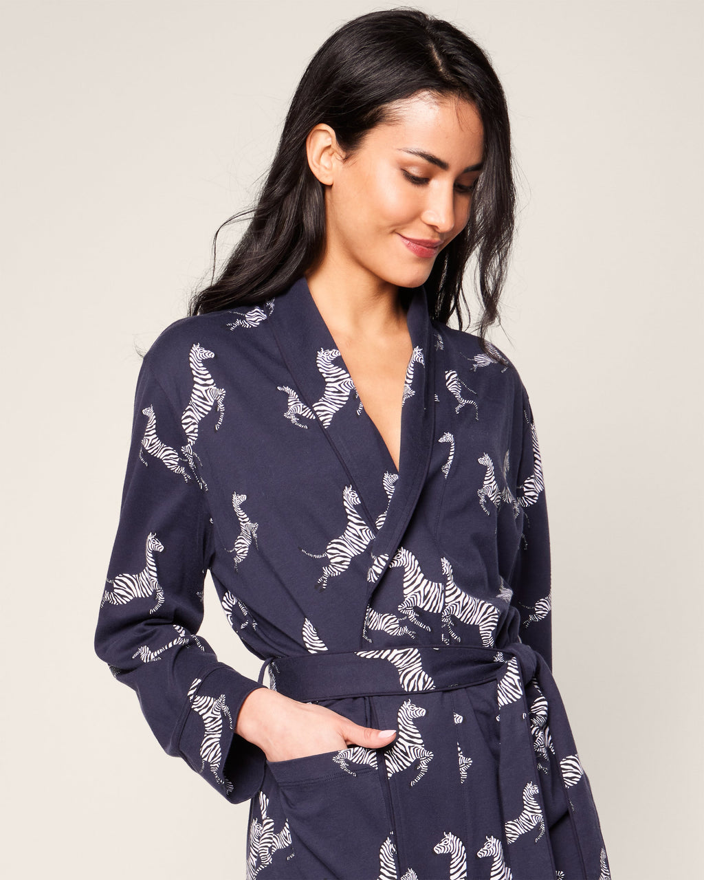 Women’s Pima Robe in Zèbre de Nuit