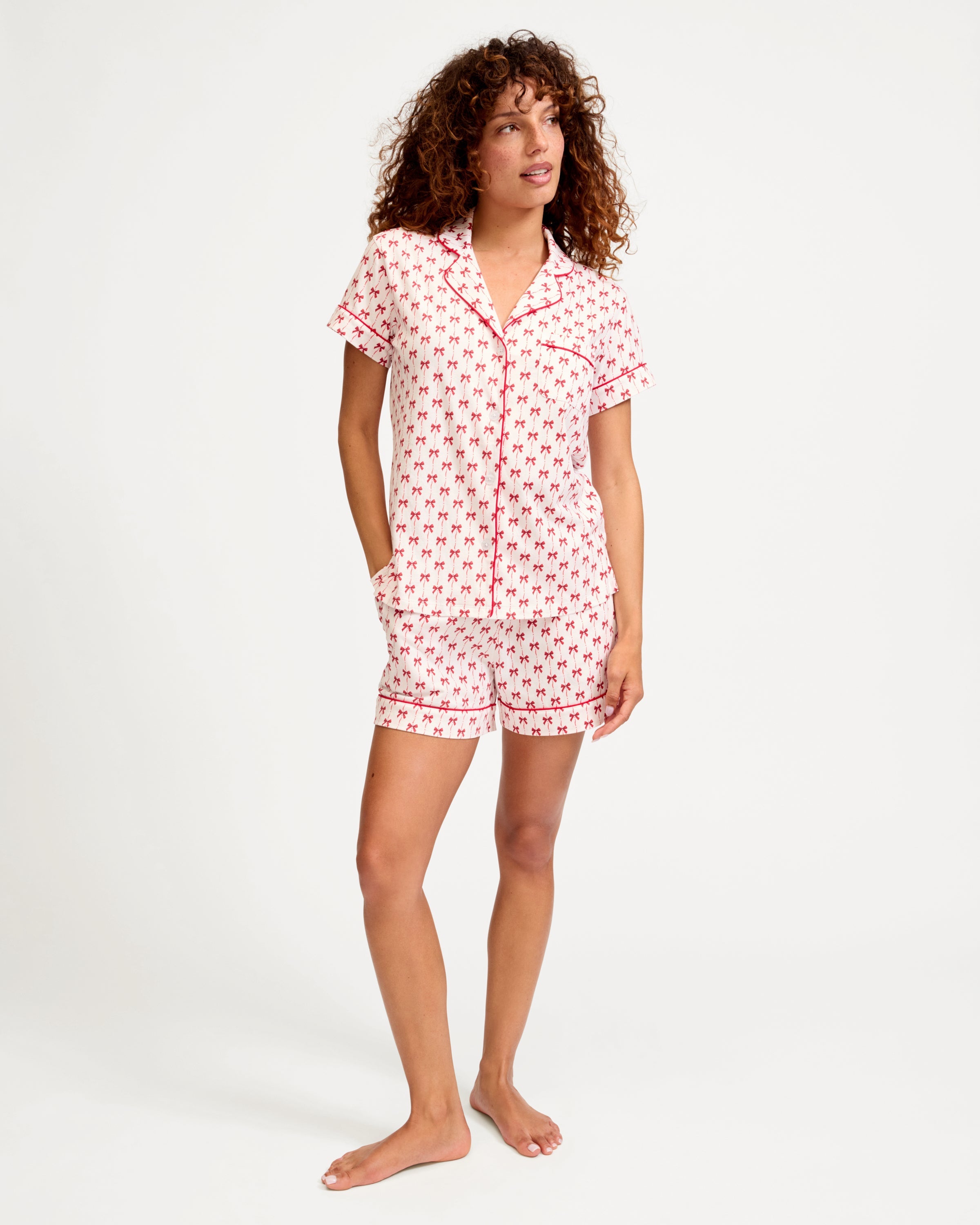 Women’s Pima Short Set in Blissful Bows