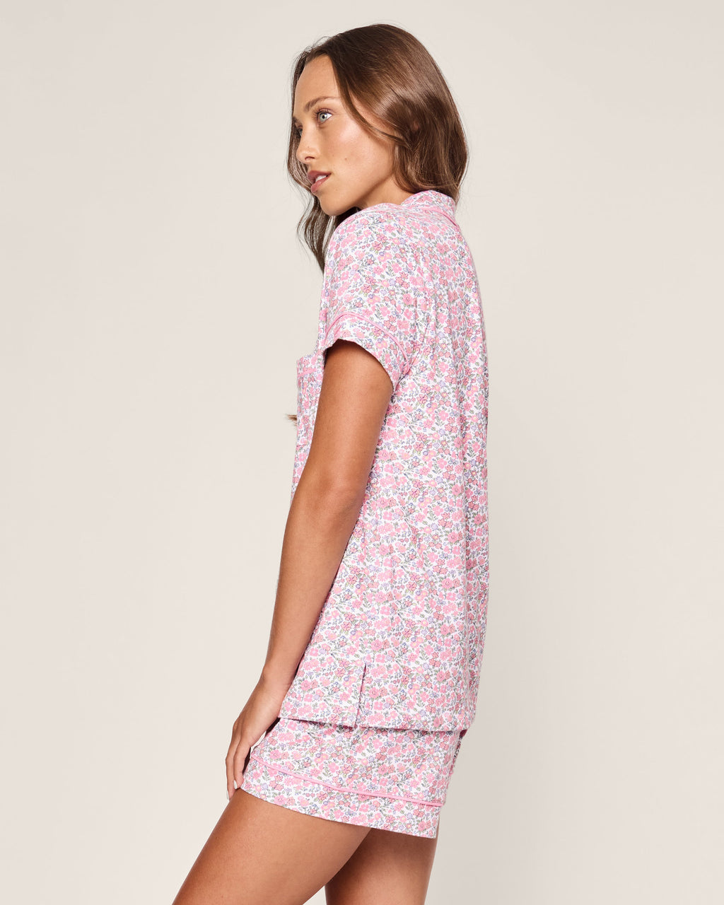 Women’s Pima Short Sleeve Short Set in Fleurs de Rose