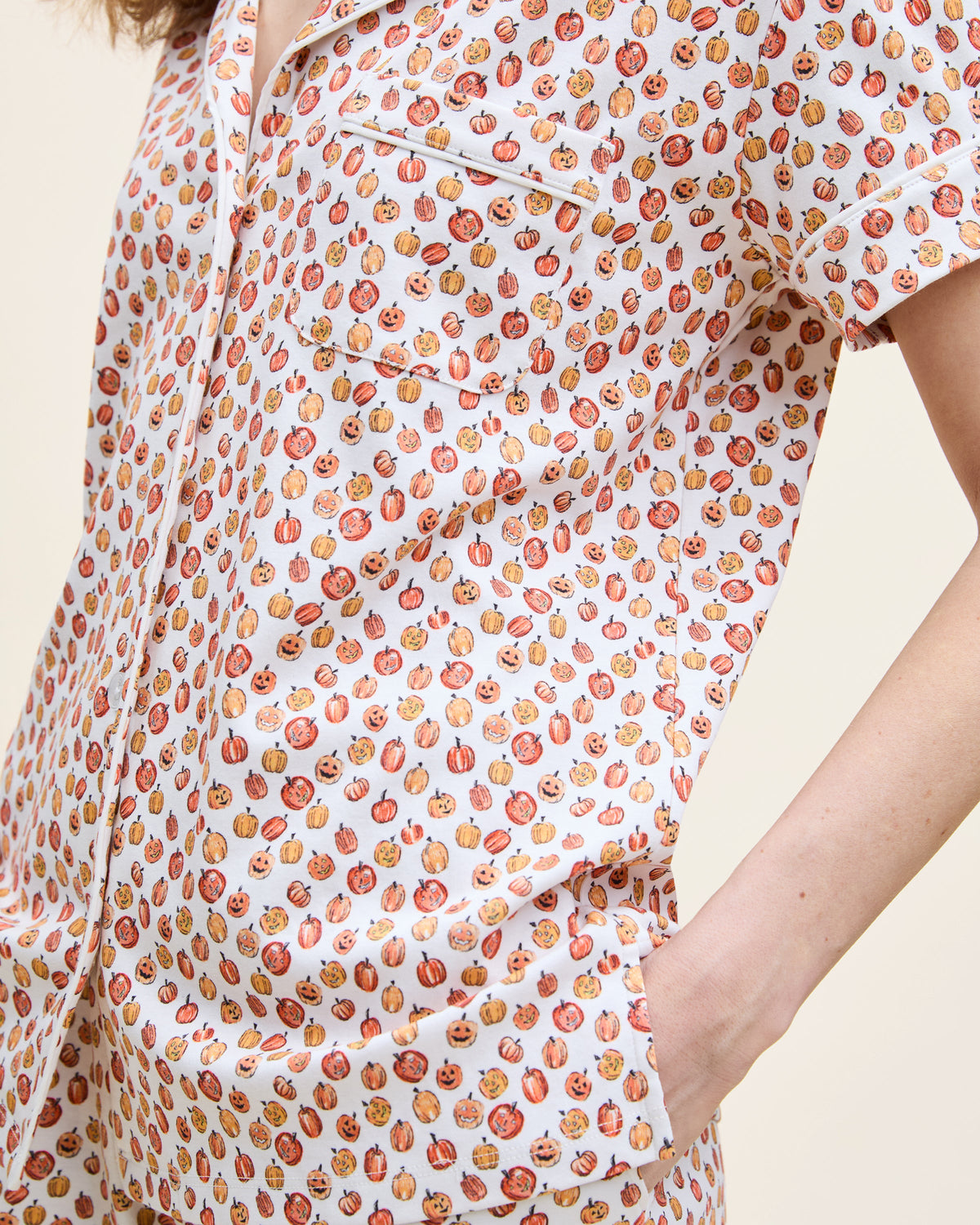Women’s Pima Short Sleeve Short Set in Pumpkin Patch