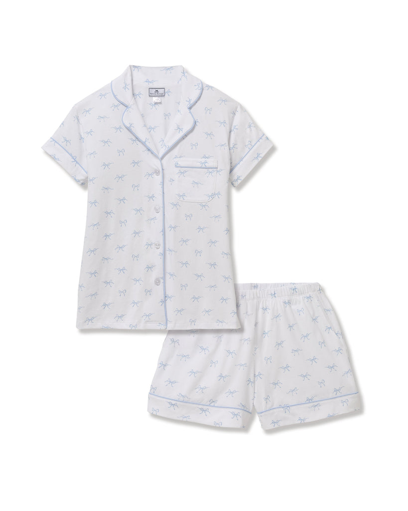 Women’s Pima Short Sleeve Short Set in Something Blue Bows