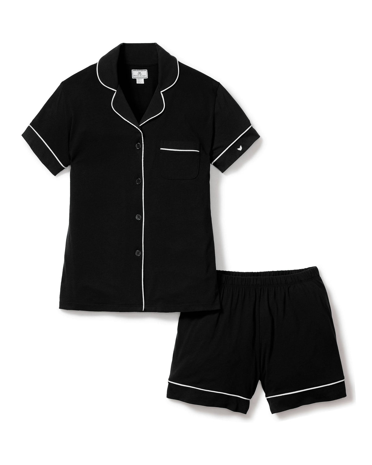Women’s Pima Short Sleeve Short Set in Black