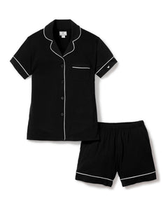 Women’s Pima Short Sleeve Short Set in Black