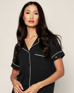 Women’s Pima Short Sleeve Short Set in Black