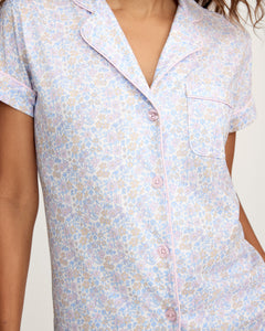 Pima Short Sleeve Short Set in Fleur Blanche