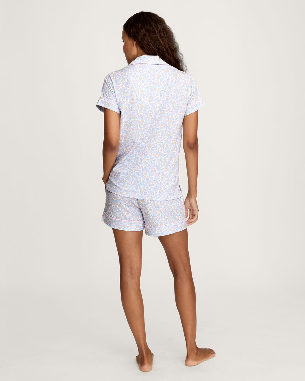 Pima Short Sleeve Short Set in Fleur Blanche