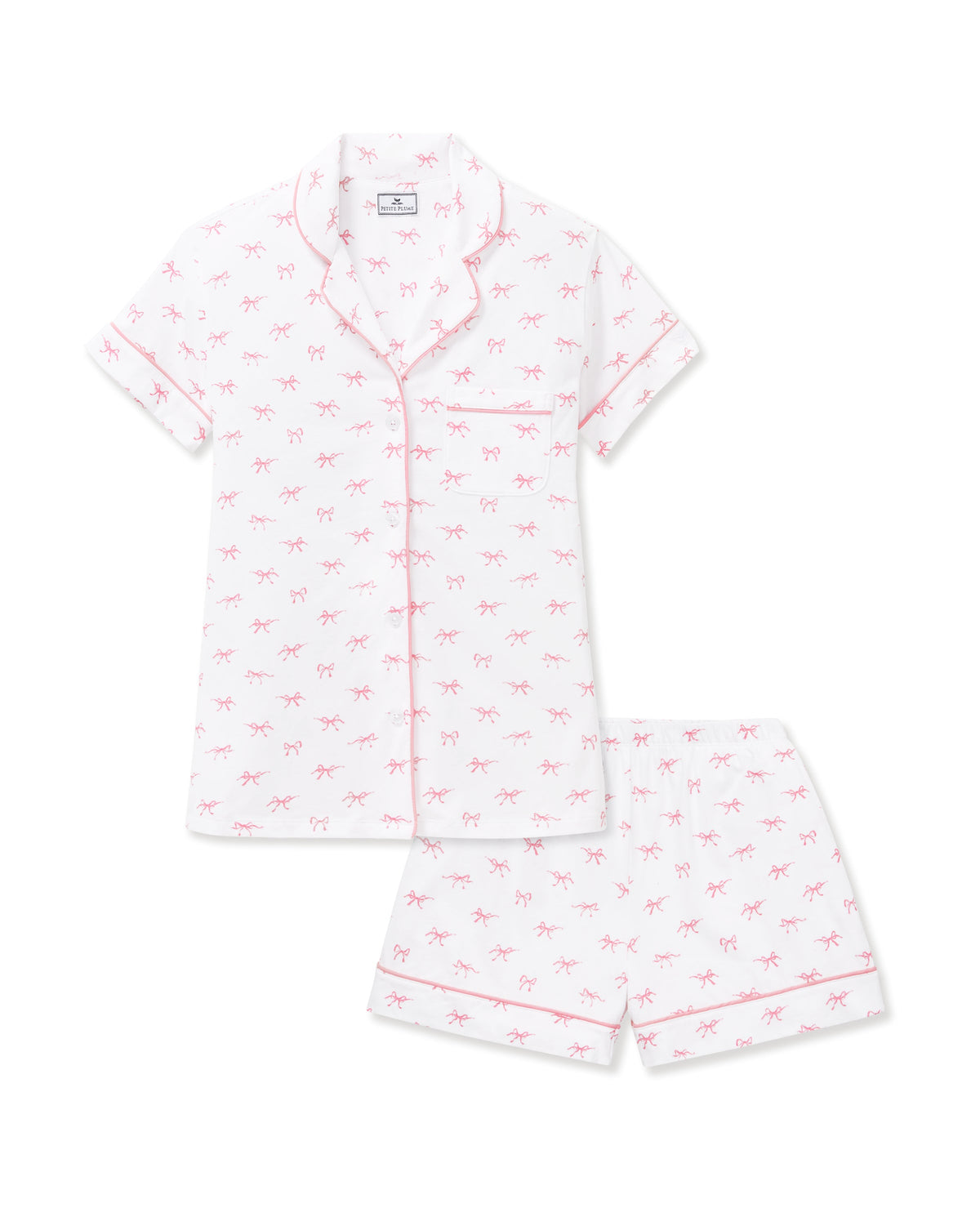 Women’s Pima Short Sleeve Short Set in Blushing Bows