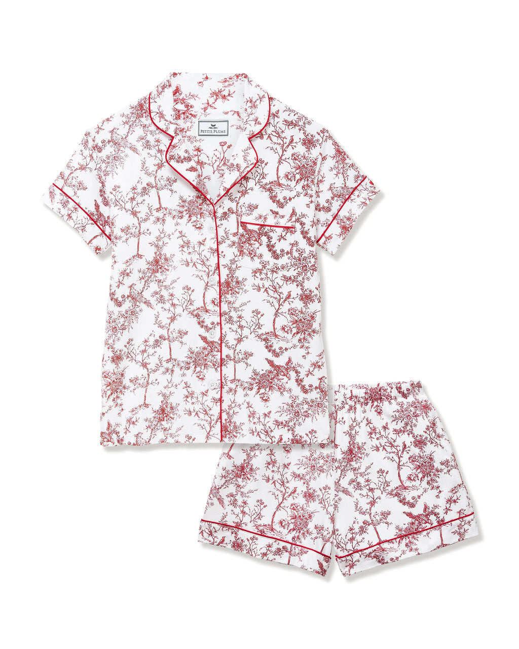 Women’s Pima Short Sleeve Short Set in Red Timeless Toile