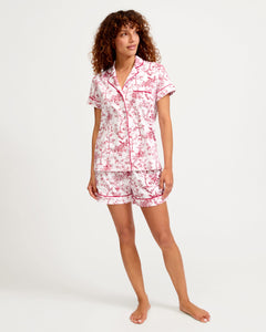 Women’s Pima Short Sleeve Short Set in Red Timeless Toile