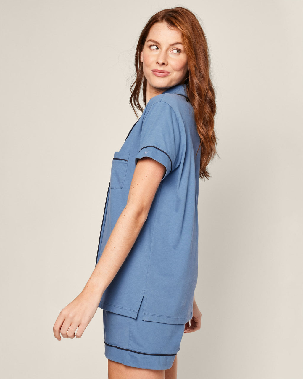 Women’s Pima Short Sleeve Short Set in Mystique Blue