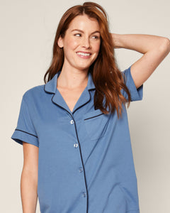 Women’s Pima Short Sleeve Short Set in Mystique Blue