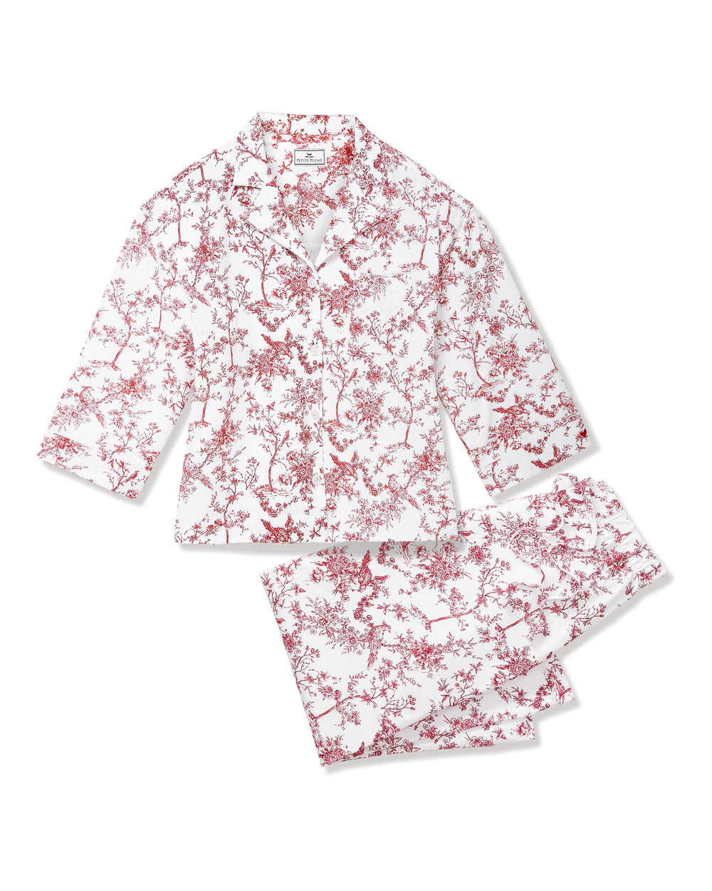 The Olivia Wide Leg Pima Pajama Set in Red Timeless Toile