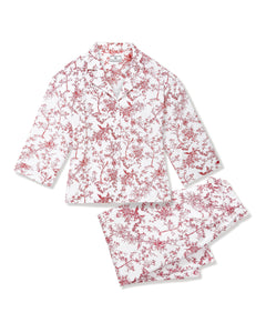 The Olivia Wide Leg Pima Pajama Set in Red Timeless Toile