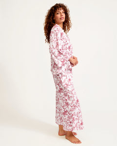 The Olivia Wide Leg Pima Pajama Set in Red Timeless Toile