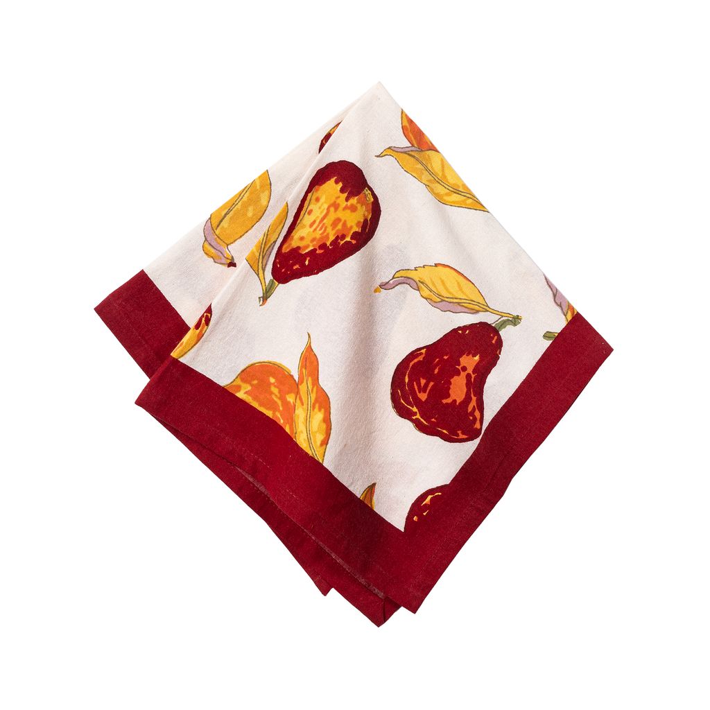 Orchard Pear Napkins in Burgundy, Set of 6