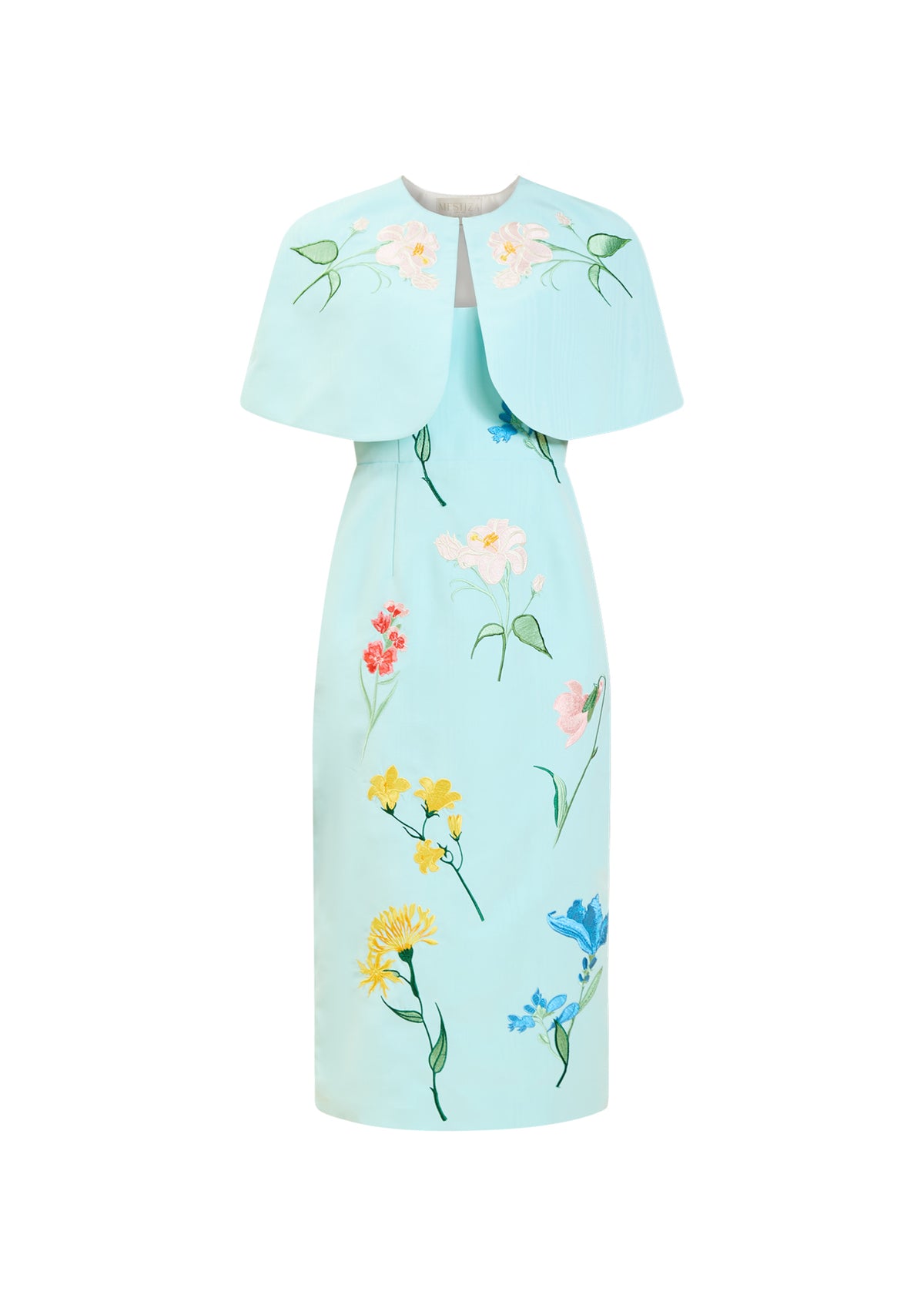 Promenade Embroidered Capelet in Blue Waltz