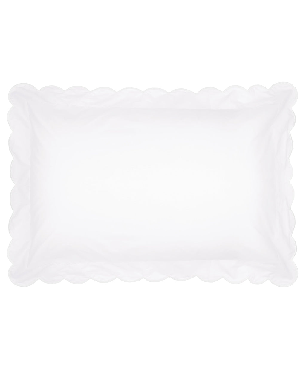 Annabelle Scalloped Bed Linen, White Standard Pillowcase