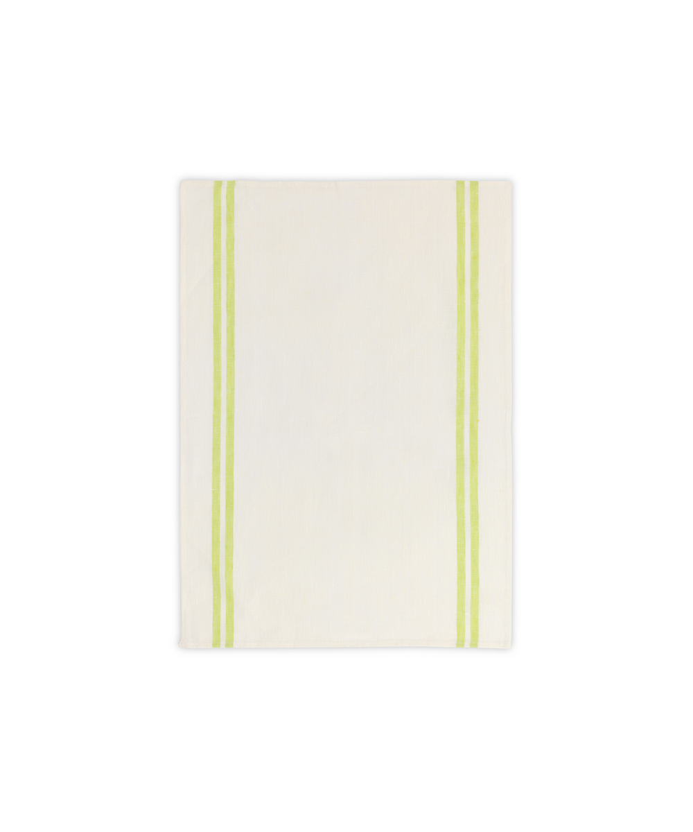 Rebecca Udall Pair of Striped Linen Tea Towels, Apple Green, Cut Out