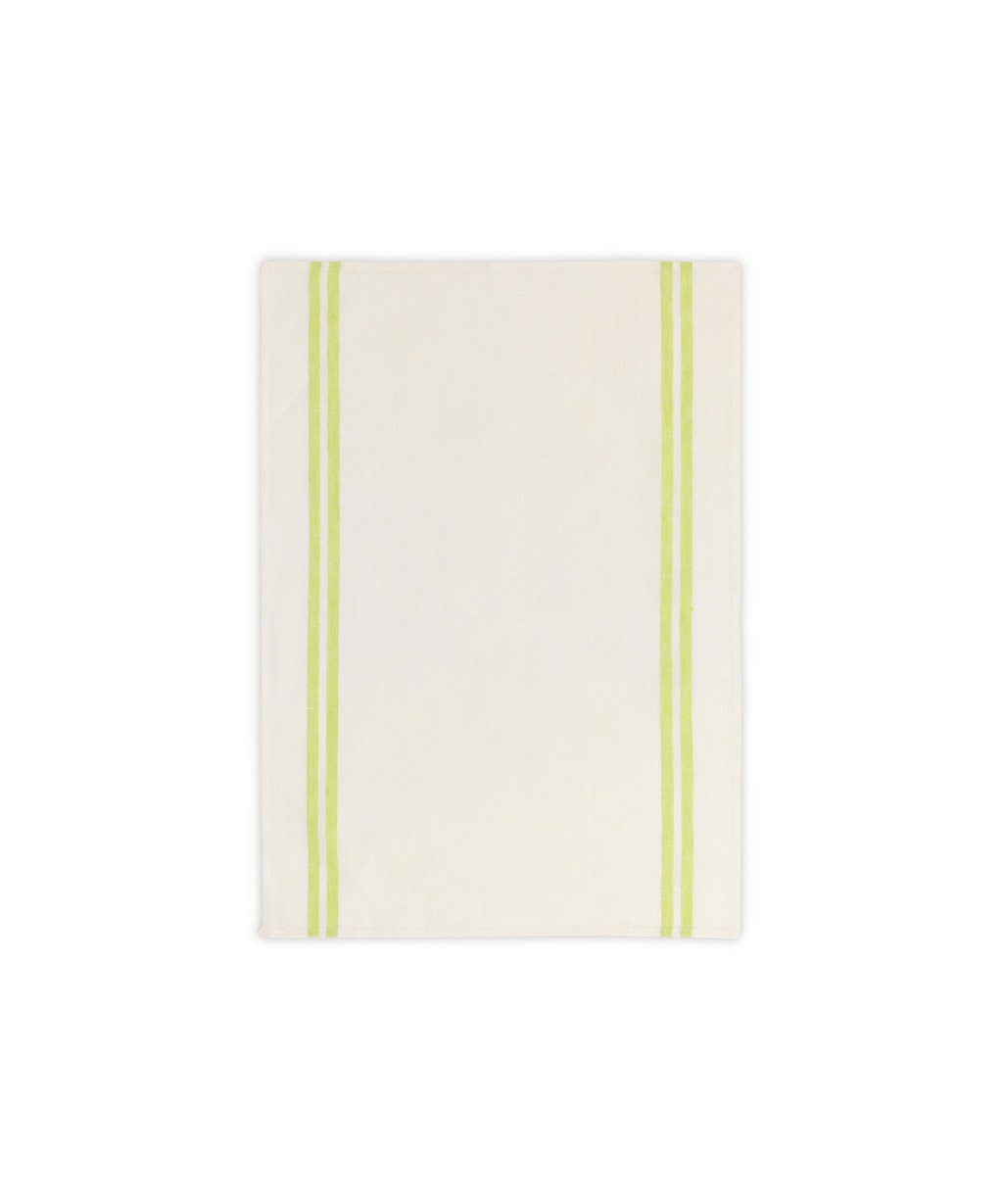 Rebecca Udall Pair of Striped Linen Tea Towels, Apple Green, Cut Out