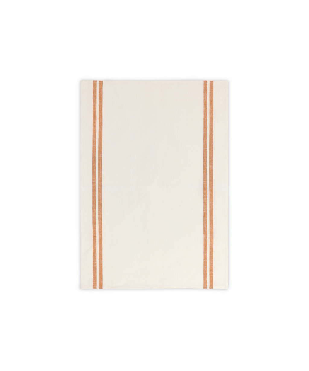 Rebecca Udall Pair of Striped Linen Tea Towels, Burnt Orange, Cut Out