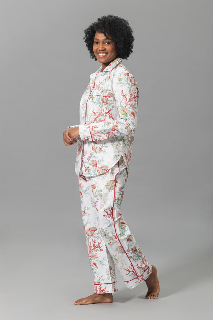 Luca Pajama Set in Del Tesoro Coral