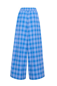 Palazzo Pant in Blue Plaid