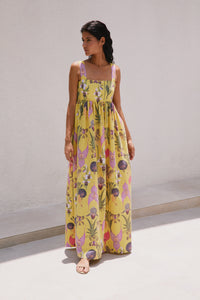 PALMAR MAXI DRESS IN BOTANICA YELLOW PRINT - No Pise La Grama Web