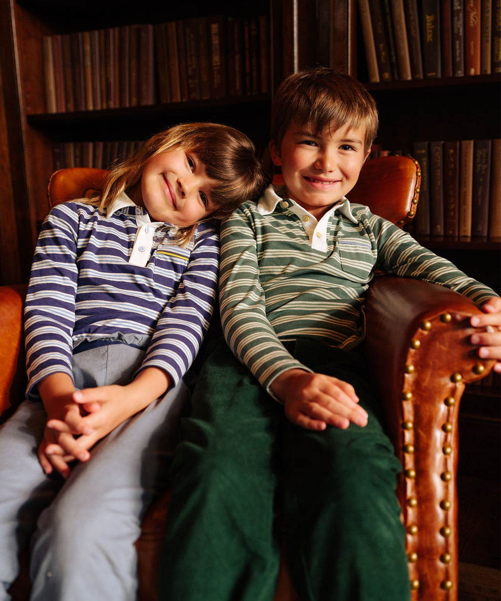 Parker Polo in Pine Twin Stripe