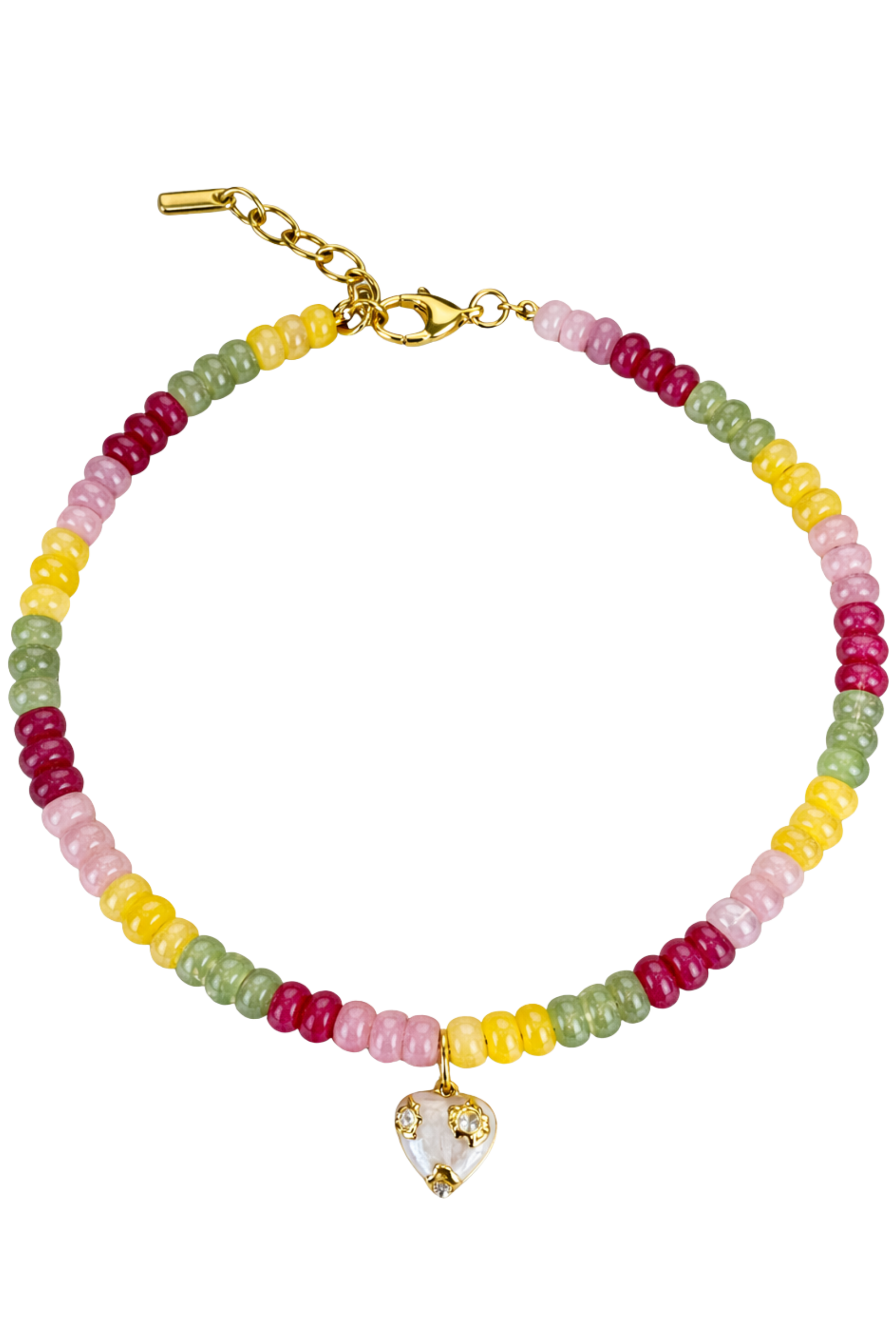 Pastel Beaded Heart Necklace
