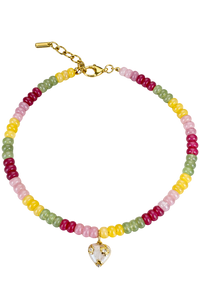 Pastel Beaded Heart Necklace