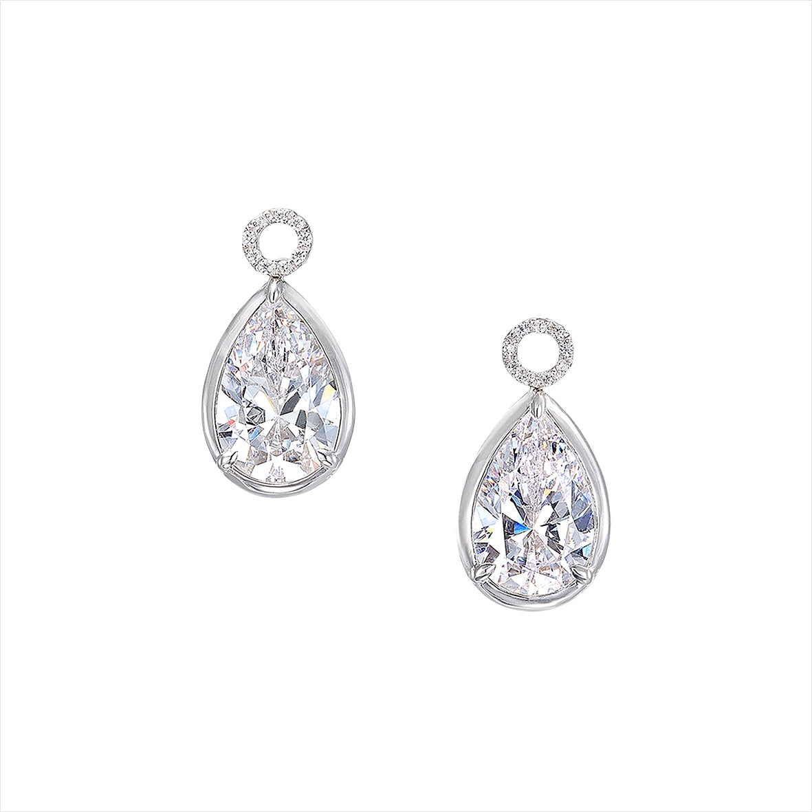 Pear Pendant Hoop Earrings in White Gold