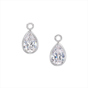 Pear Pendant Hoop Earrings in White Gold
