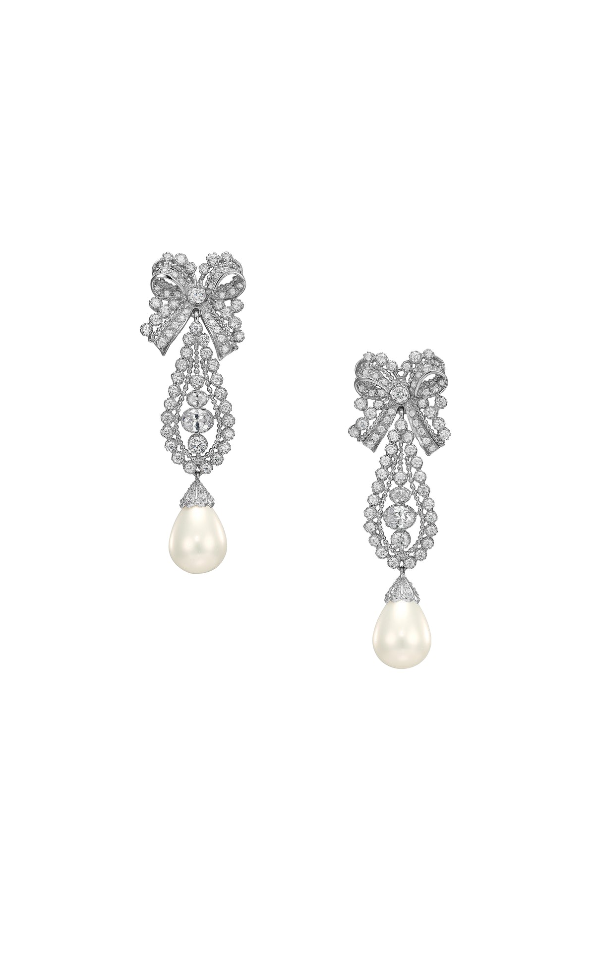 Pearl Dentelle Bow Earrings