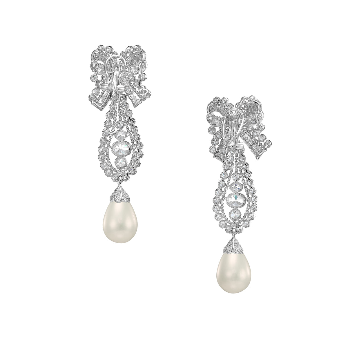 Pearl Dentelle Bow Earrings