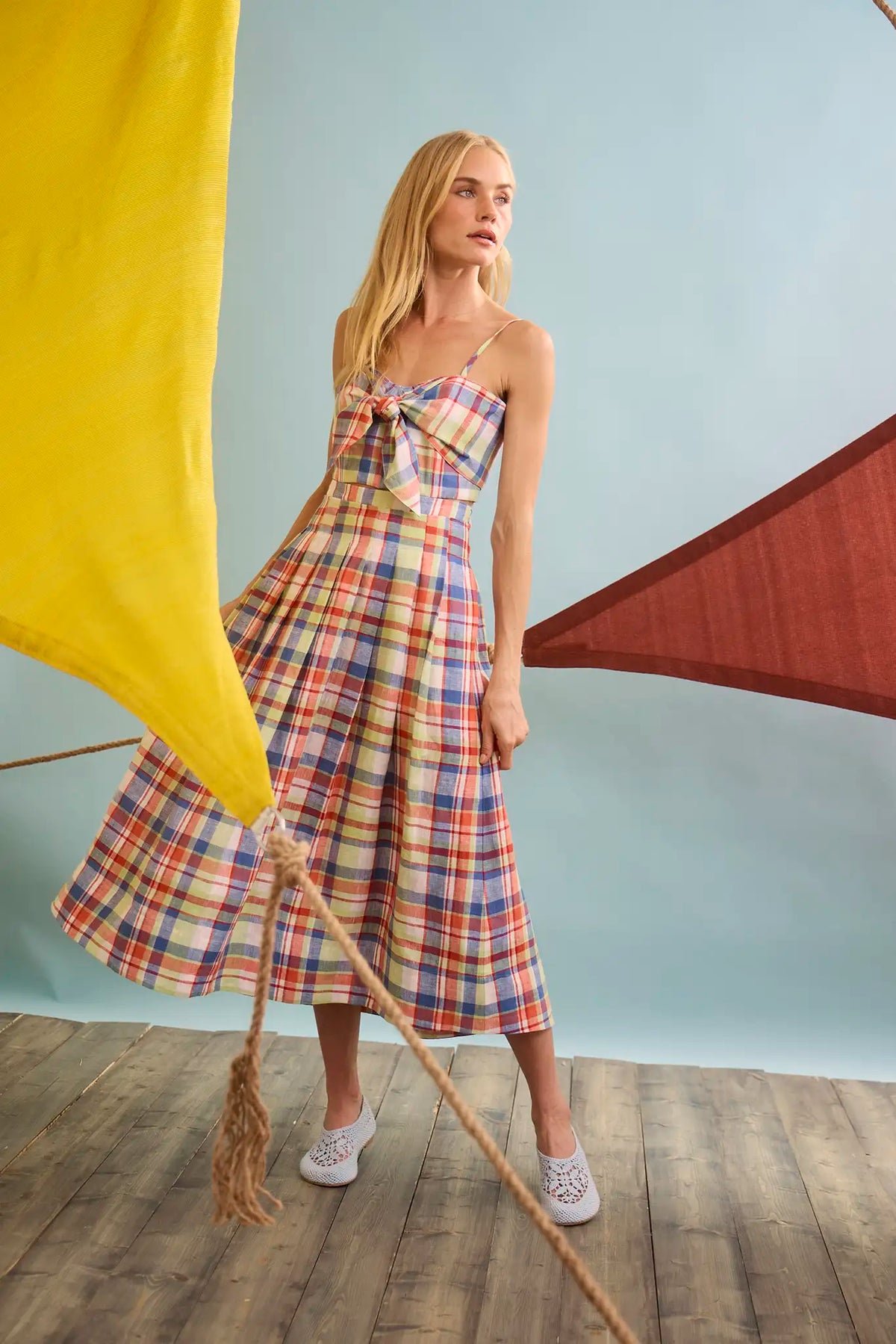 The Maison Skirt in Harbor Club Madras paired with matching Pearl Top.