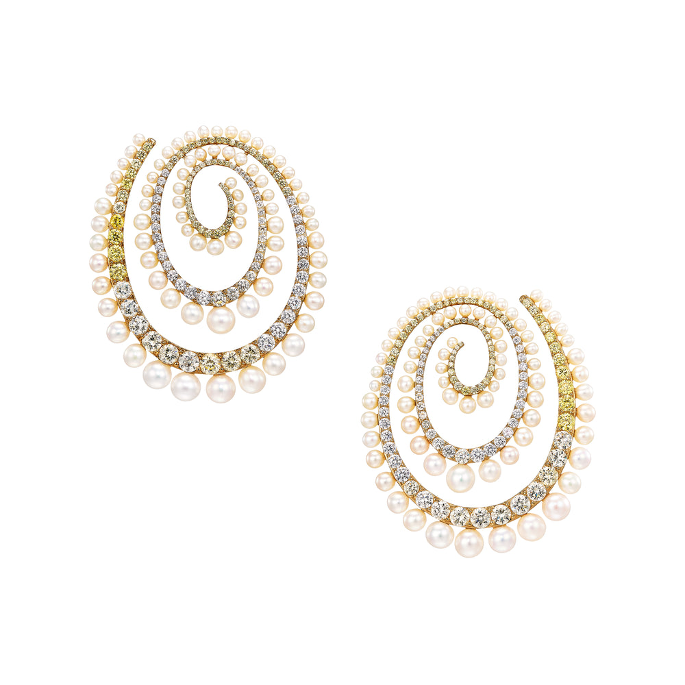Pearl Vortex Hoop Earrings