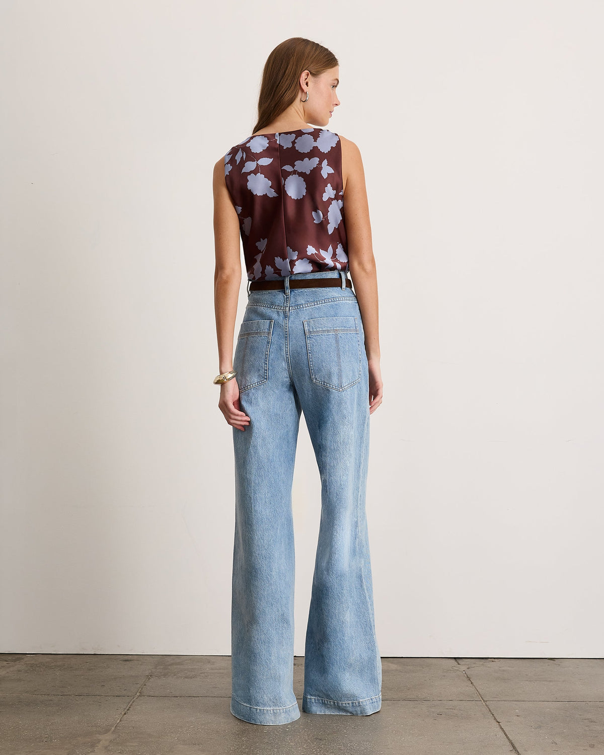Penny Top in Deep Redwood/Shadow Blue