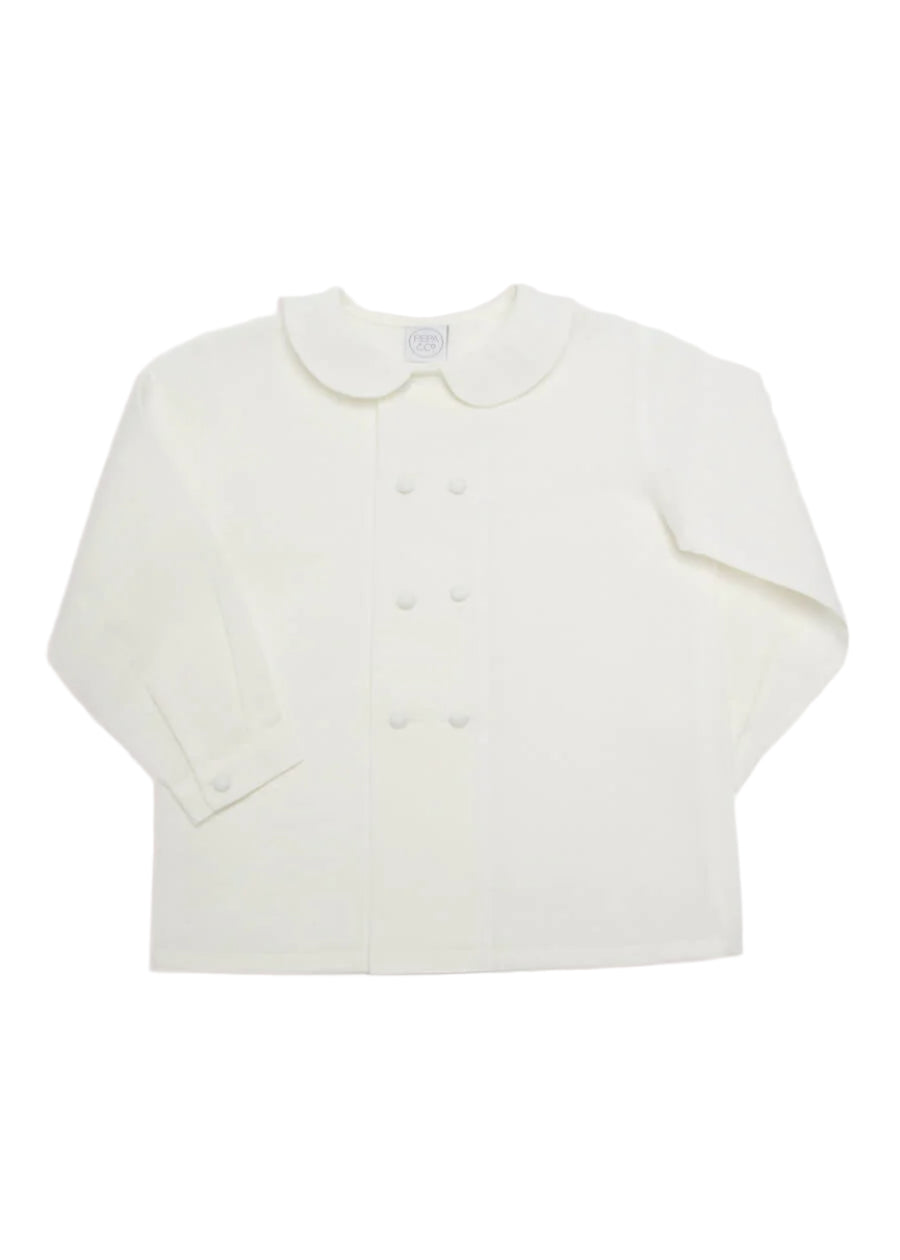 White Double-Breasted Peter Pan Collar Shirt (12mths-10yrs) Shirts  from Pepa London