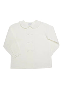 White Double-Breasted Peter Pan Collar Shirt (12mths-10yrs) Shirts  from Pepa London