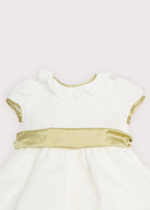 Flower Girl Ivory Dress with Green Silk Sash (6mths-10yrs) Dresses from Pepa London